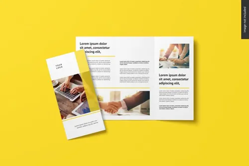 高品质传单折页设计提案样机PSD模板 Bifold flyer brochure mockup