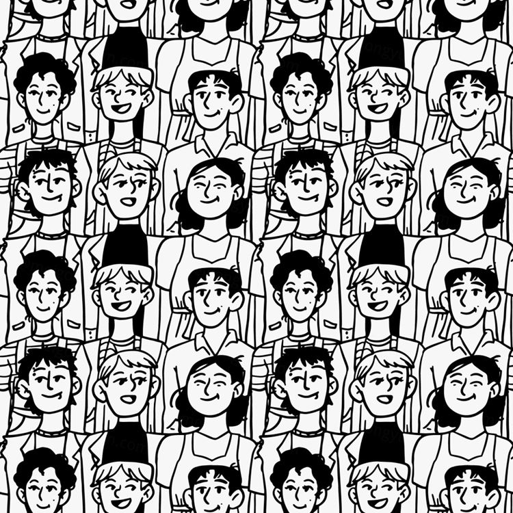 手绘黑白设计师创意团队人物插画Web插图EPS矢量素材