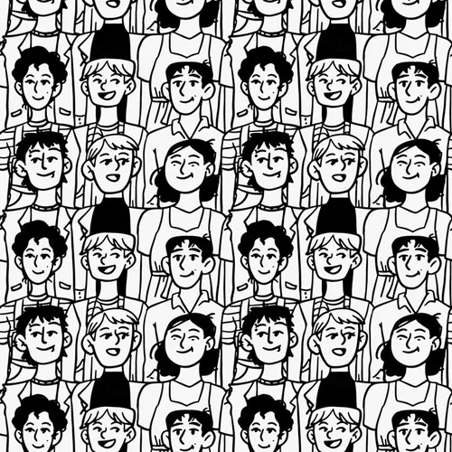 手绘黑白设计师创意团队人物插画Web插图EPS矢量素材