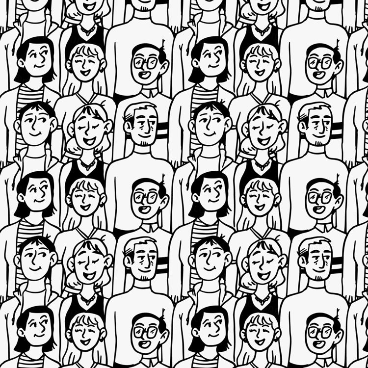 手绘黑白设计师创意团队人物插画Web插图EPS矢量素材