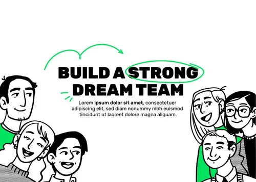 手绘黑白设计师创意团队人物插画Web插图EPS矢量素材