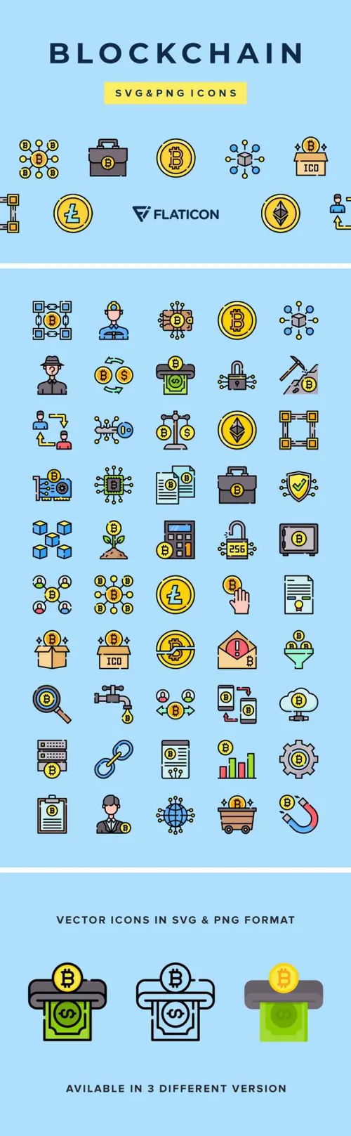 MBE断线风格区块链矢量图标合集包 Blockchain Vector