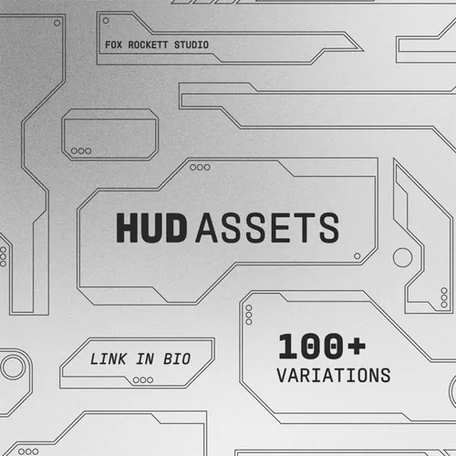 100+未来派科技电影游戏HUD矢量形状元素 Fox Roc