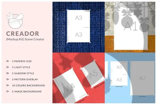 传单折页海报场景贴图样机模版素材 Creador Mockup Kit Scene Creator