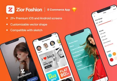 时尚男女装品牌电商移动平台APP界面设计UI工具包 Zior iOS App U