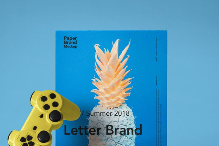 浮动游戏控制器配件样机 Psd Paper Brand Mockup Vol 7