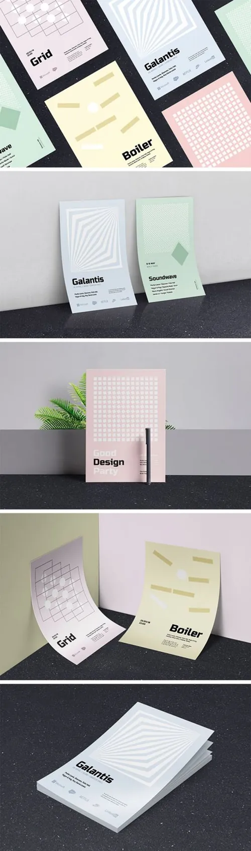简约几何概念海报素材 Minimalistic Geometry: Poster Templates