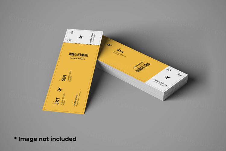 高质量飞机票电影票优惠券设计贴图展示样机模板 Ticket mockup