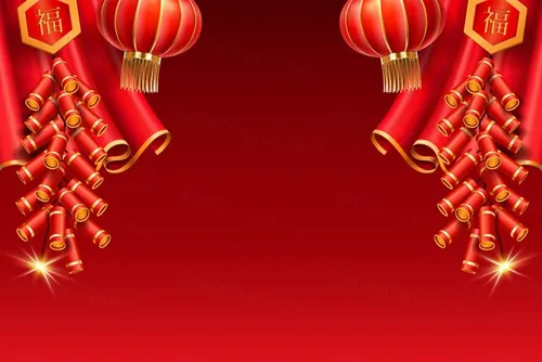 东方中国日式传统经典新年节日窗帘烟花鞭炮装饰元素矢量素材