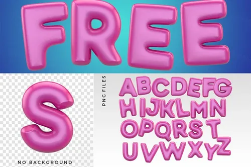 3D字母气球设计素材Baloon 3D Typeface P