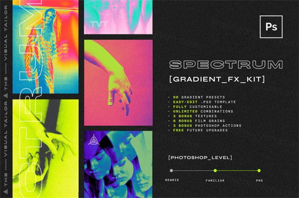 酸性艺术迷幻频谱光谱热像仪扫描成像PS噪点渐变滤镜素材 SPECTRU