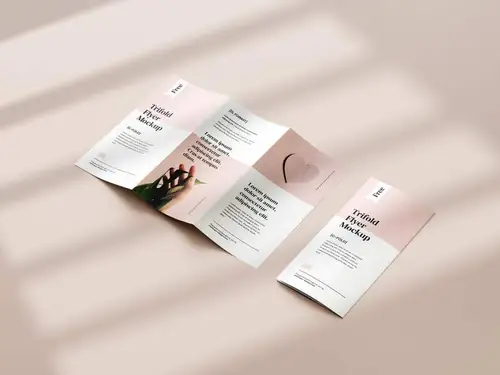 三折页DL传单设计样机PSD模板 Tri-fold DL Flyer Mockup 样机模