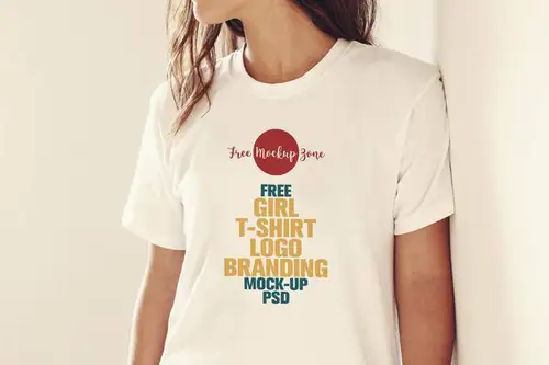 女性T恤模型PSD贴图模板Free Girl T-shirt Mockup 样机模版