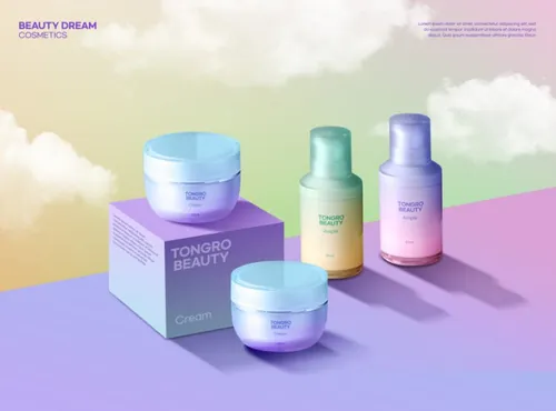 春天高级渐变色日常护肤美容化妆品抽象宣传海报横幅PSD模板