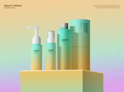 春天高级渐变色日常护肤美容化妆品抽象宣传海报横幅PSD模板