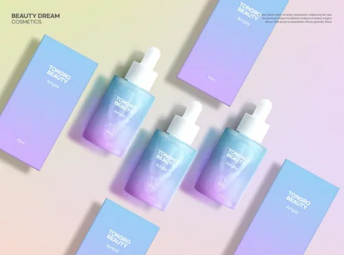 春天高级渐变色日常护肤美容化妆品抽象宣传海报横幅PSD模板