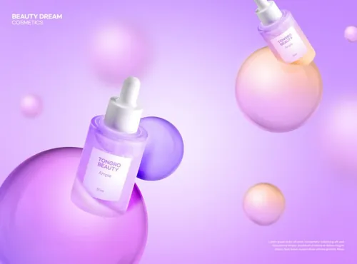 春天高级渐变色日常护肤美容化妆品抽象宣传海报横幅PSD模板