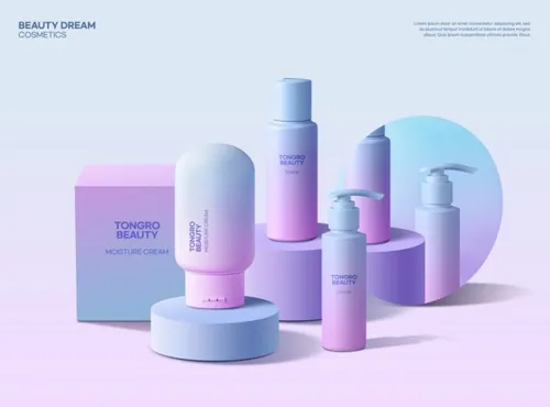 春天高级渐变色日常护肤美容化妆品抽象宣传海报横幅PSD模板