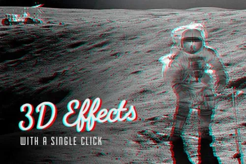 波普风格信号干扰3D电影特效PS动作vintage 3d actions