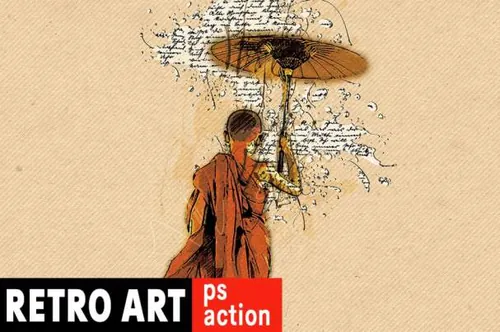 时尚高端复古艺术效果ps动作retro-art-photoshop-action