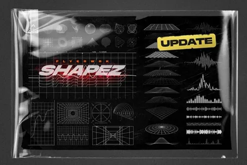 新复古未来派超现实主义科技抽象扭曲几何图形素材 Shapez