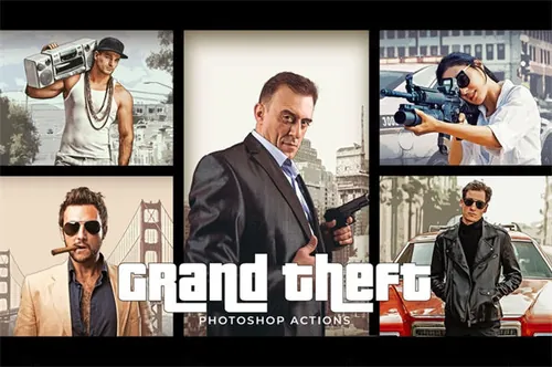 侠盗猎车手GTA电脑游戏风格的手绘水grand-theft-photo