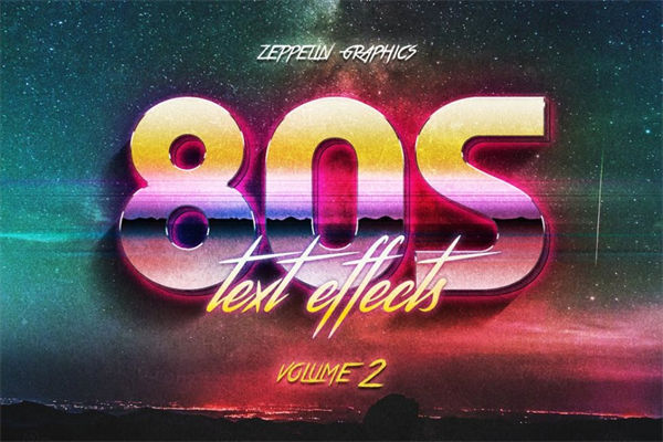 80后复古PS字体特效图层样式 80s Text Effects