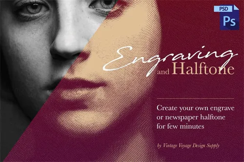 半色调图片创建素材 Engraving and Halftone Cr