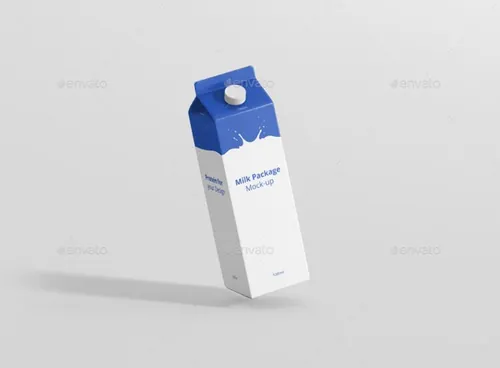 牛奶盒包装PSD模板Juice Milk Mockup - 1L Carton Box