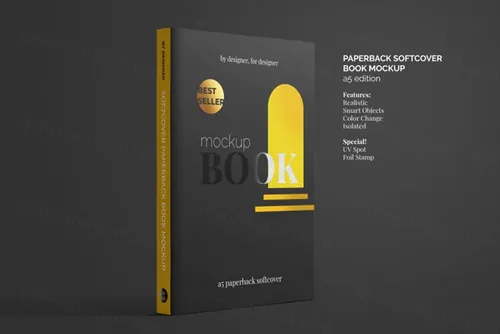 高品质书籍封面设计贴图展示样机PSD模板素材 Softcover paperback book mockup