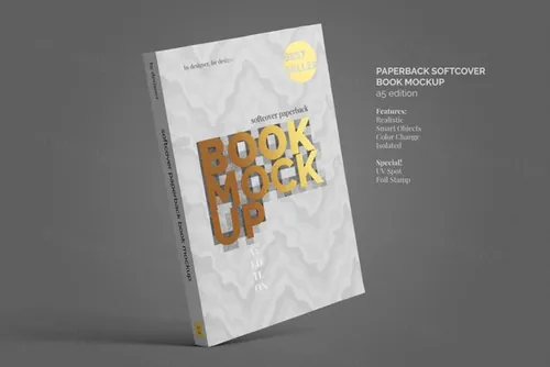 高品质书籍封面设计贴图展示样机PSD模板素材 Softcover paperback book mockup