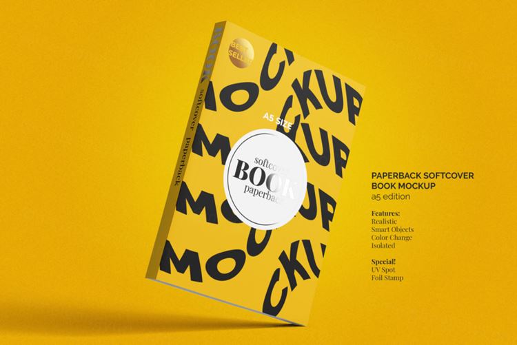 高品质书籍封面设计贴图展示样机PSD模板素材 Softcover paperback book mockup
