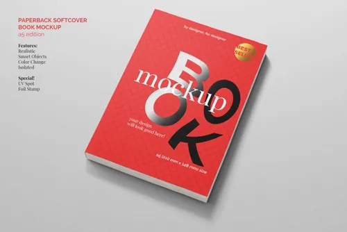 高品质书籍封面设计贴图展示样机PSD模板素材 Softcover paperback book mockup