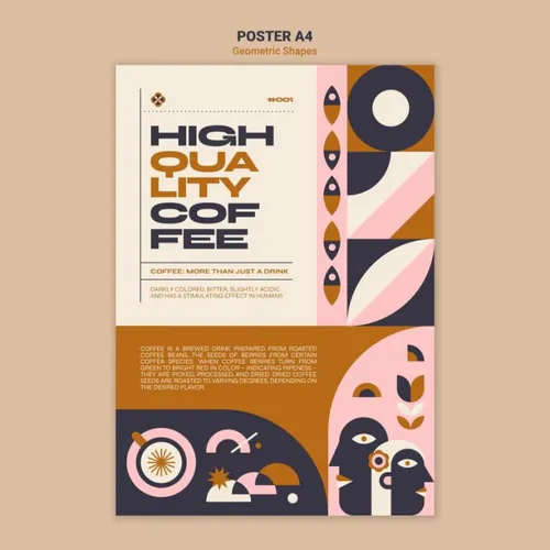 孟菲斯几何抽象餐厅酒店商品菜单菜谱宣传单海报PSD模板 Geometric shapes template