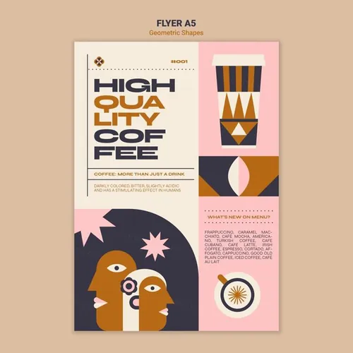 孟菲斯几何抽象餐厅酒店商品菜单菜谱宣传单海报PSD模板 Ge