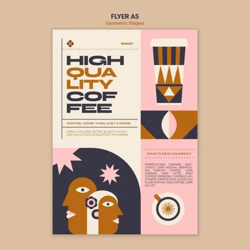 孟菲斯几何抽象餐厅酒店商品菜单菜谱宣传单海报PSD模板 Geometric shapes template