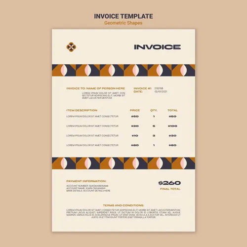 孟菲斯几何抽象餐厅酒店商品菜单菜谱宣传单海报PSD模板 Geometric shapes template