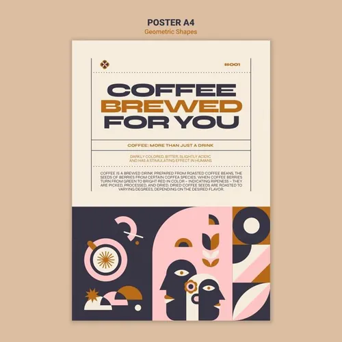 孟菲斯几何抽象餐厅酒店商品菜单菜谱宣传单海报PSD模板 Ge