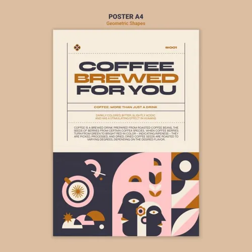 孟菲斯几何抽象餐厅酒店商品菜单菜谱宣传单海报PSD模板 Geometric shapes template