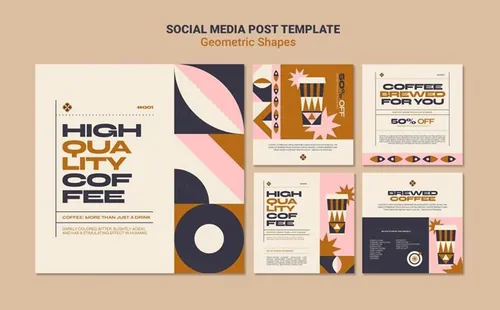 孟菲斯几何抽象餐厅酒店商品菜单菜谱宣传单海报PSD模板 Ge