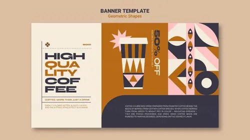 孟菲斯几何抽象餐厅酒店商品菜单菜谱宣传单海报PSD模板 Geometric shapes template