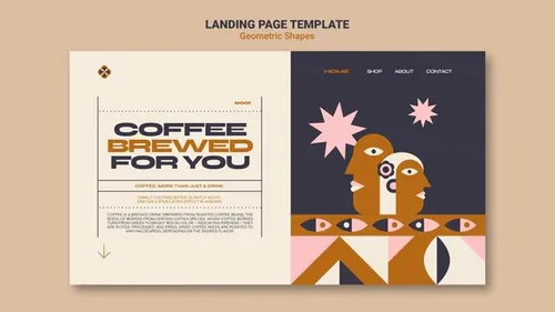 孟菲斯几何抽象餐厅酒店商品菜单菜谱宣传单海报PSD模板 Ge