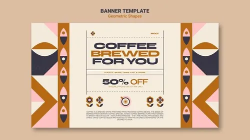 孟菲斯几何抽象餐厅酒店商品菜单菜谱宣传单海报PSD模板 Geometric shapes template