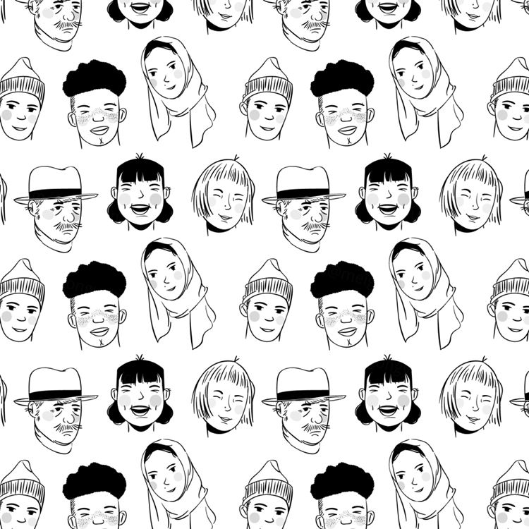 手绘各种各样不同人群人物插画EPS矢量素材