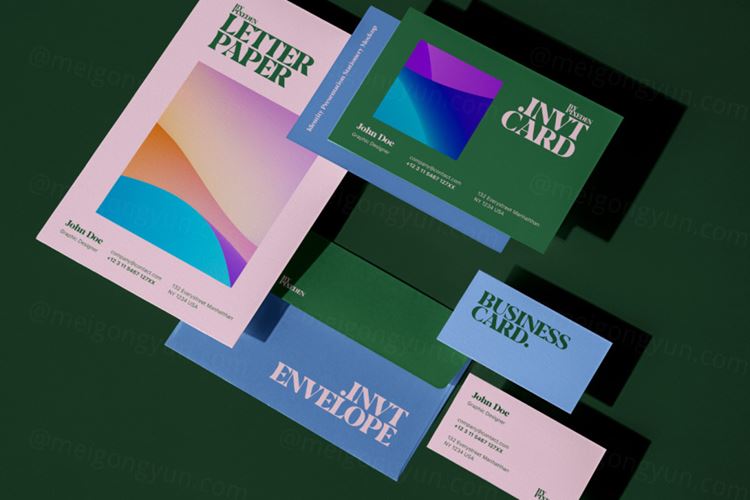 A4纸名片文具场景品牌VI设计提案样机模板 Stationery Psd Branding Mockup Set