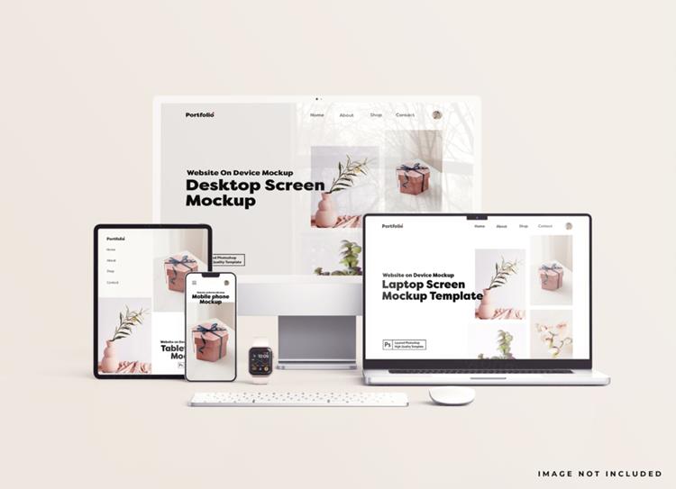 Apple苹果全套电脑手机平板设备Web UI设计场景贴图展