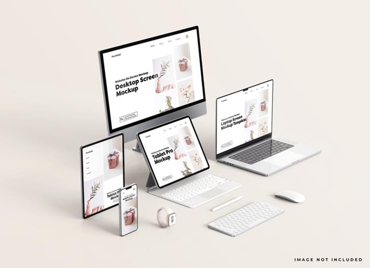 Apple苹果全套电脑手机平板设备Web UI设计场景贴图展