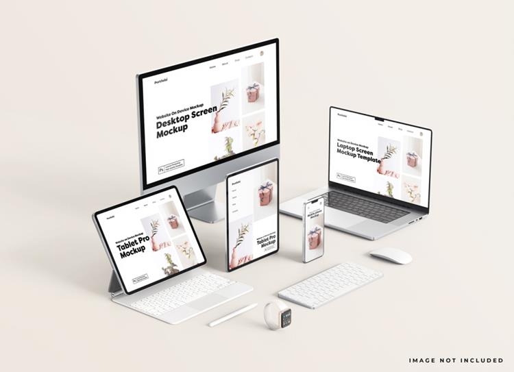 Apple苹果全套电脑手机平板设备Web UI设计场景贴图展