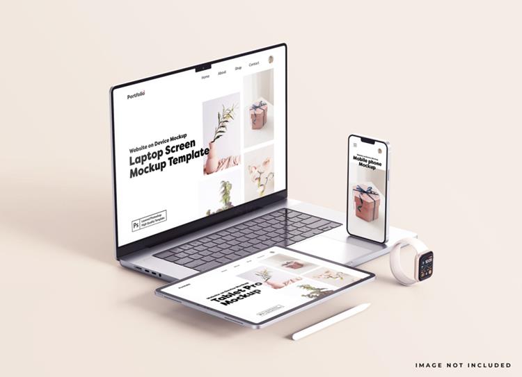 Apple苹果全套电脑手机平板设备Web UI设计场景贴图展