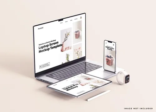 Apple苹果全套电脑手机平板设备Web UI设计场景贴图展